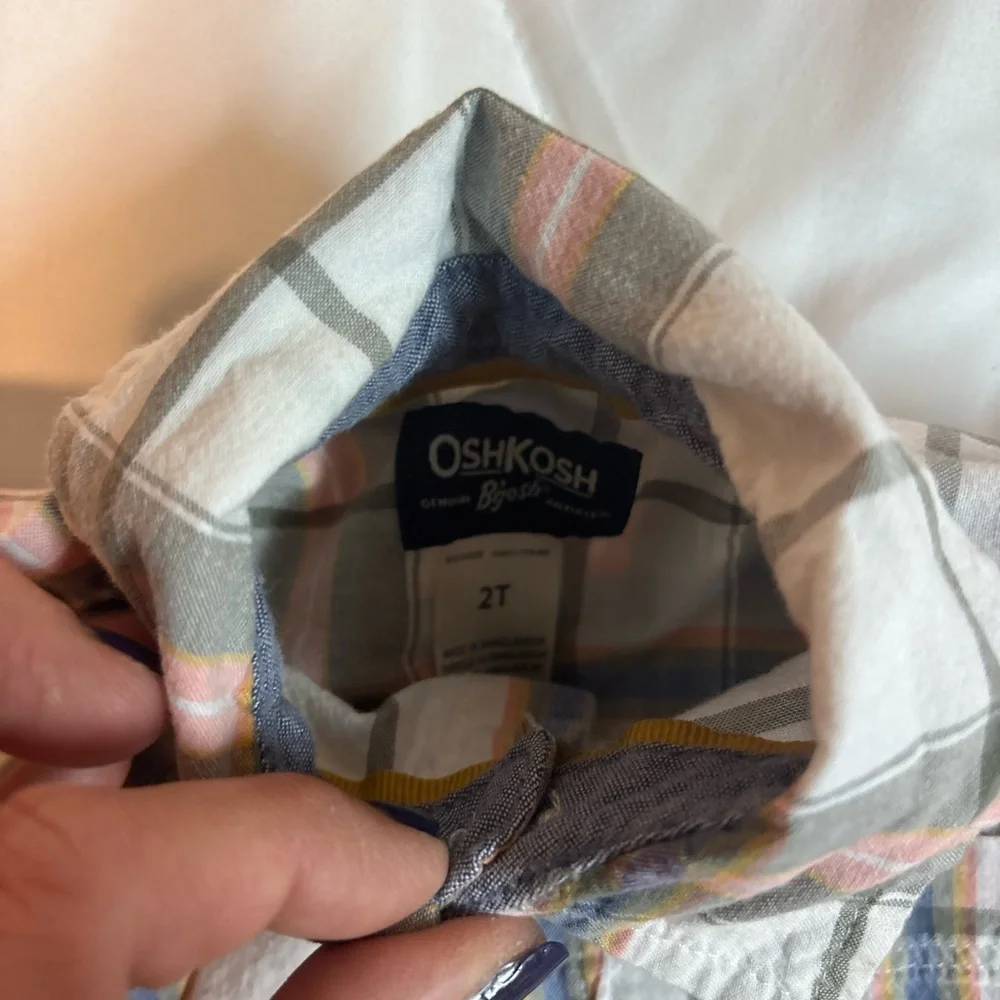 Set of 4 Kids Plaid Button-Down Shirts - Blue, Yellow, Purple, Tan 2T